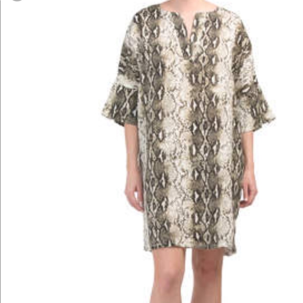 ANNA MELANIE Linen Animal Print Wedge Dress Size S